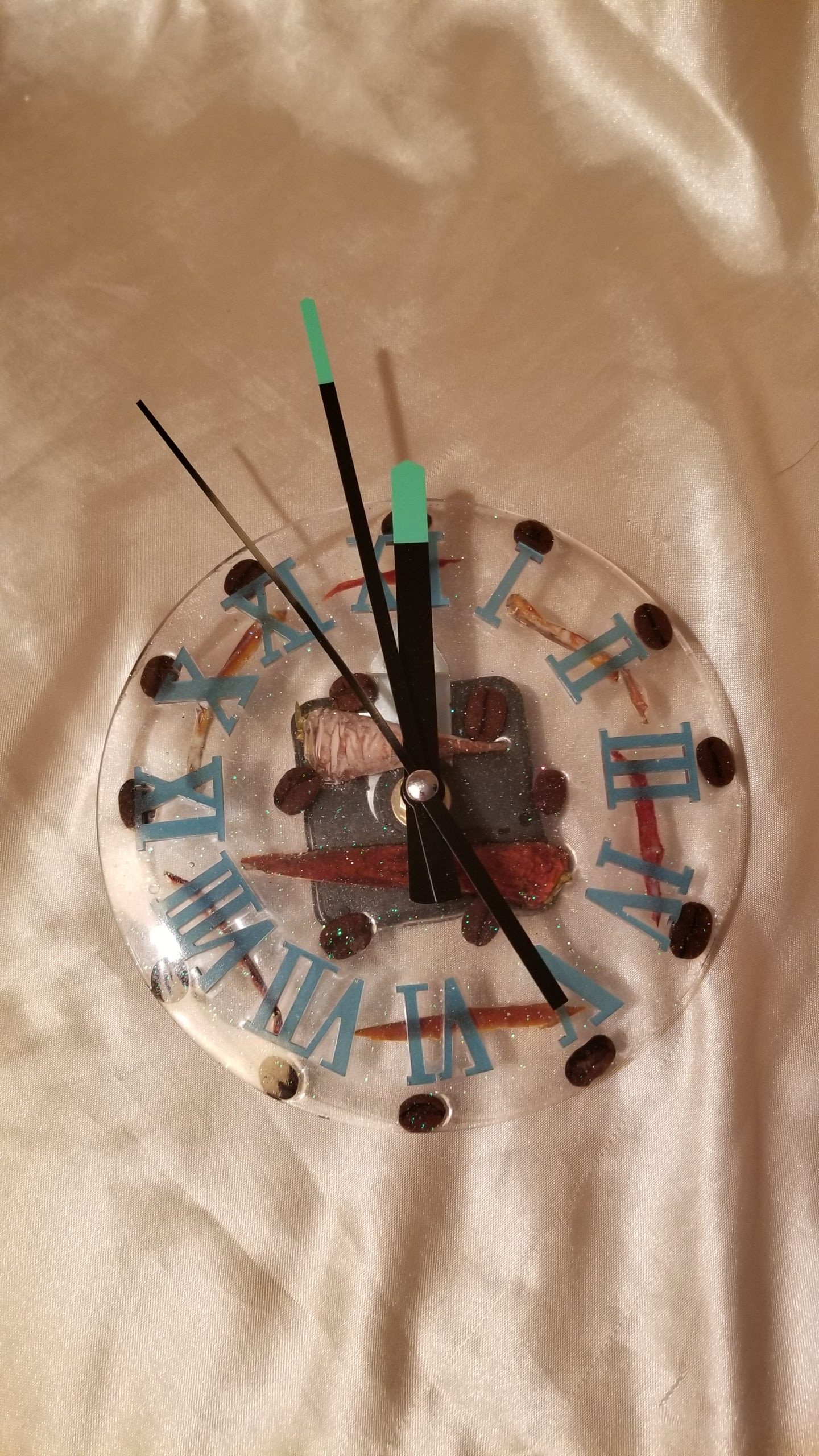 Clock Coffee/Pepper Theme GlowintheDark Hands Cynfull Arts