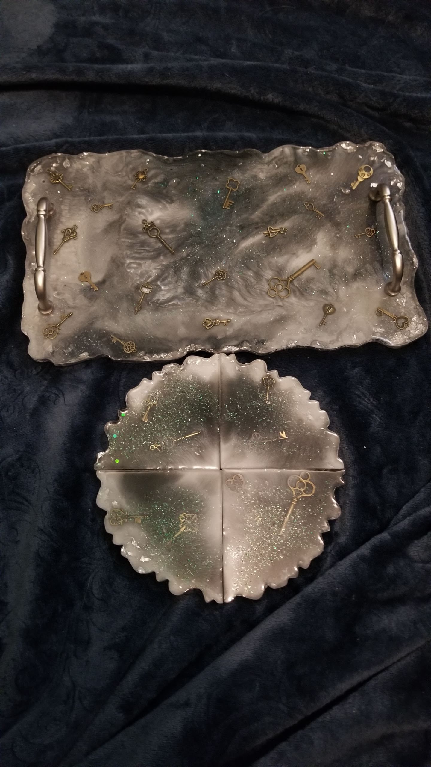 Marble & Keys Serving Tray & Coaster Set — Cynfull Arts